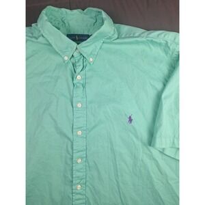Polo Ralph Lauren Mens 2XB Teal Feather Weight Twill Button Down Purple Pony